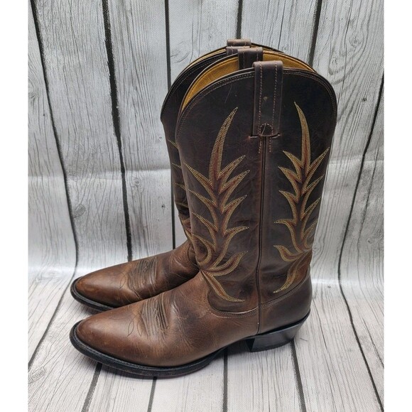 Nocona Mens 11 AAA Brown Vintage Steer Brown Leather Western Boots 1842037403 main image 4